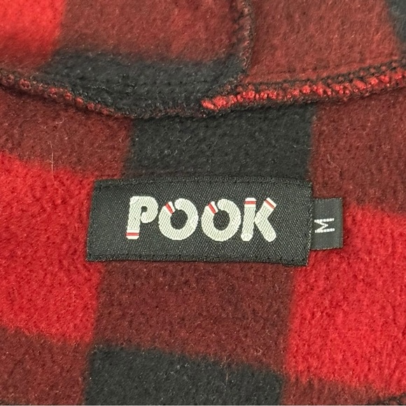 Pook Onesie Size Medium Unisex Red Plaid Hooded One Piece Pajama Cabin - Picture 4 of 6